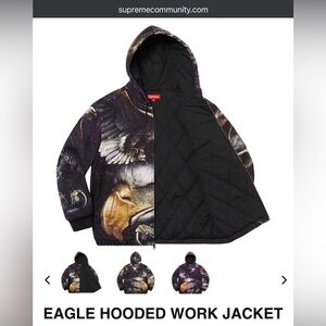 SUPREME Eagle Hooded Canvas Work Jacket Medium